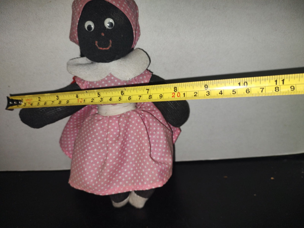 A6- Muñeco De Peluche Vintage: Negrita Con Vestido Rosa - 80'S