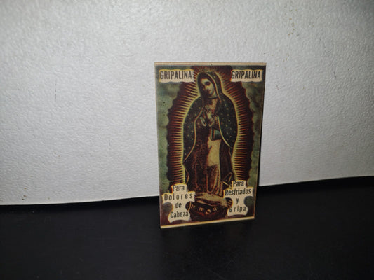 A10C1-2- Antigua Publicidad ”Gripalina” Con Estampa De La Virgen De Guadalupe - 40'S - 50'S