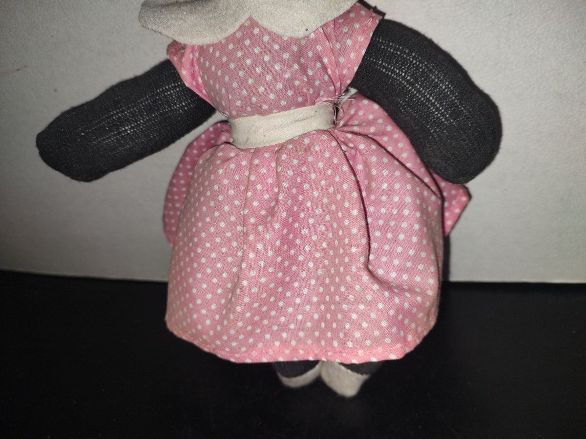 A6- Muñeco De Peluche Vintage: Negrita Con Vestido Rosa - 80'S