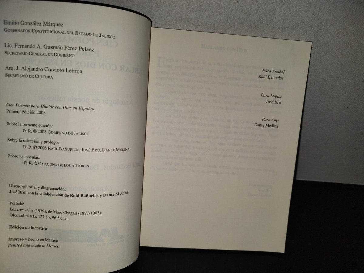 99- Cien Poemas Para Hablar Con Dios En Español. Antología De Poesía Religiosa - Raúl Bañuelos - Secretaría De Cultura - Primera Edición 2008