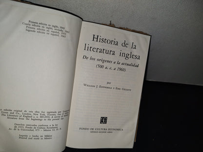 75- Historia De La Literatura Inglesa. De Los Orígenes A La Actualidad - W. J. Entwistle. Breviarios. Fondo De Cultura Económica - 1965