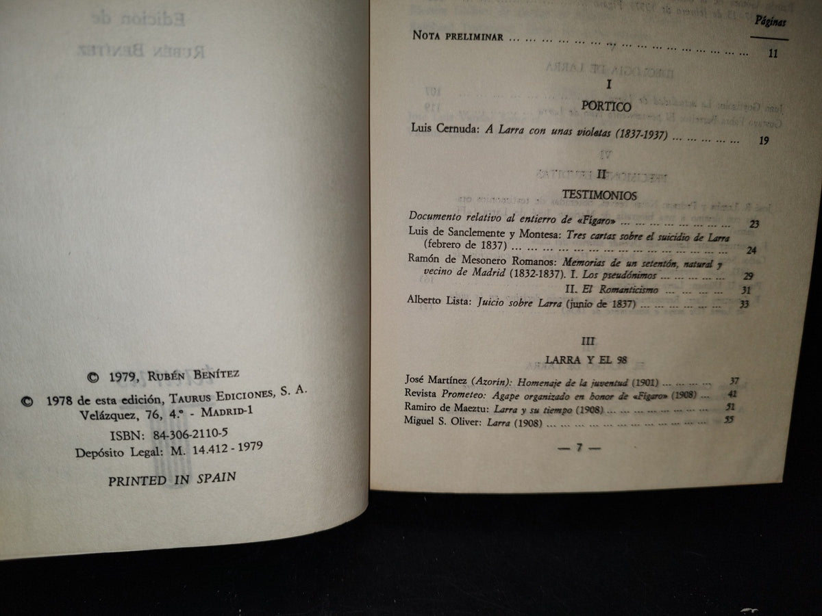 50- Mariano José De Larra. Edición De Rubén Benítez - Taurus Ediciones, 1979