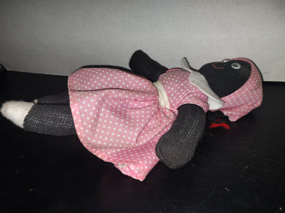 A6- Muñeco De Peluche Vintage: Negrita Con Vestido Rosa - 80'S