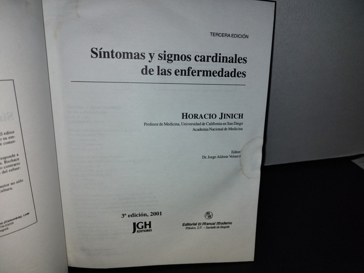 192- Síntomas Y Signos Cardinales De Las Enfermedades. 3A. Edición - Horacio Jinich - 2001