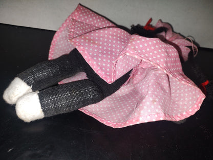 A6- Muñeco De Peluche Vintage: Negrita Con Vestido Rosa - 80'S