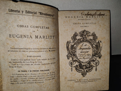 64- Eugenia Marlitt. Obras Completas. Volumen I - La Segunda Mujer - 1922