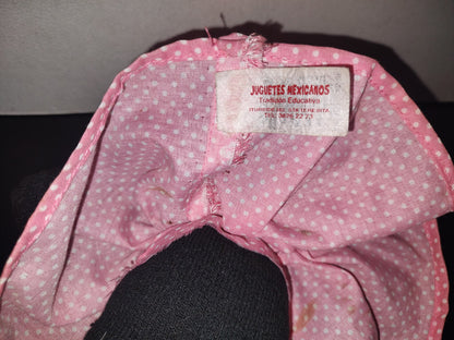 A6- Muñeco De Peluche Vintage: Negrita Con Vestido Rosa - 80'S
