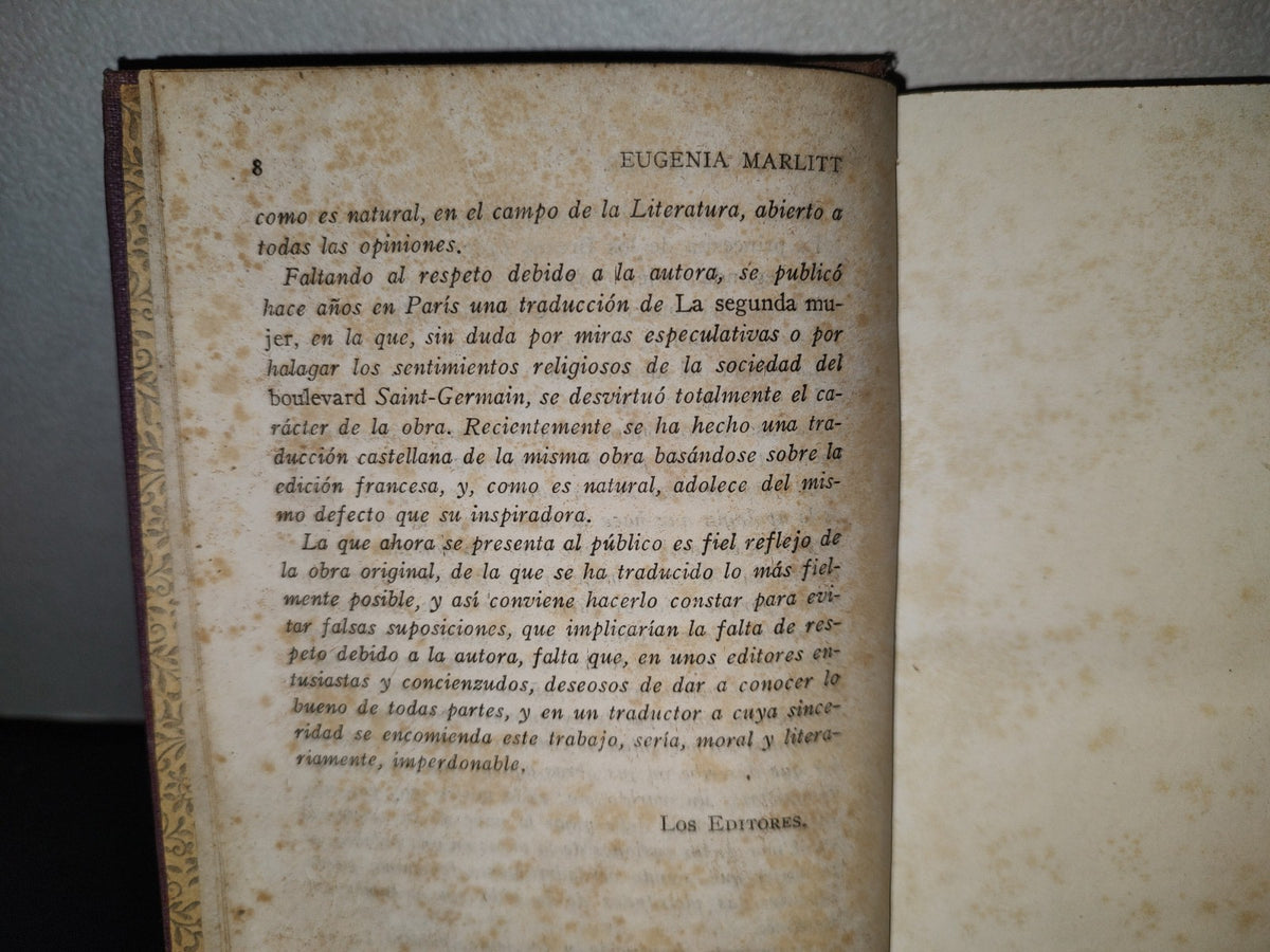 64- Eugenia Marlitt. Obras Completas. Volumen I - La Segunda Mujer - 1922