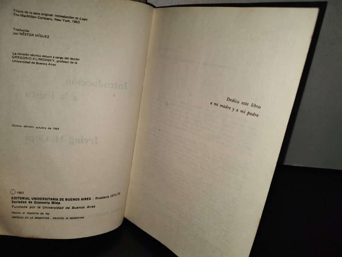 139- Introducción A La Lógica - Irving M. Copi - Editorial Universitaria De Buenos Aires - 1969