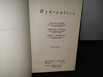 174- Hidráulica / Hydraulcs. Fifth Edition - Horace W. King, Chester O. Wisler