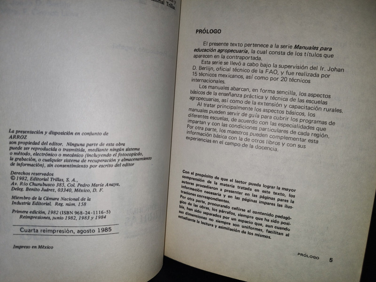 96- Manuales Para Educación Agropecuaria. Arroz - Sep/Trillas - 1985
