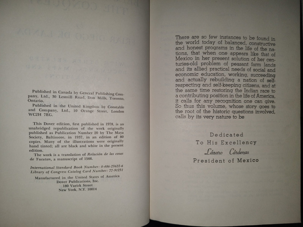 219- Yucatan Before And After The Conquest - Friar Diego De Landa - Duvr Publications, 1978