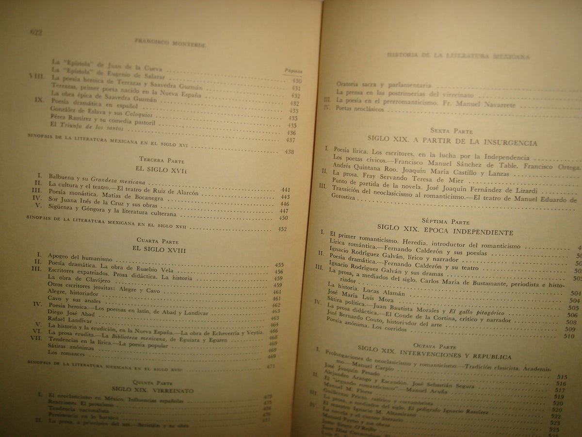 7- Historia De La Literatura Española. Historia De La Literatura Mexicana - Guillermo Díaz Plaja - Editorial Porrúa 1967