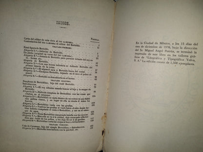 220- Historia De Bertoldo, La De Su Hijo Bertoldino Y La De Su Nieto Cacaseno - Tío Camorra. Reproducción Facsimilar De La Edición De 1843. Manuel Porrúa S. A. Colección Documentos Mexicanos 10 - Primera Edición 1976