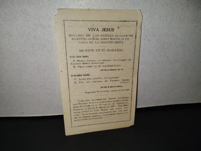 A10C1-2- Rosario De Las Santas Llagas De Nuestro Señor Jesucristo - Zamora, Mich. 1925