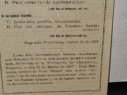 A10C1-2- Rosario De Las Santas Llagas De Nuestro Señor Jesucristo - Zamora, Mich. 1925
