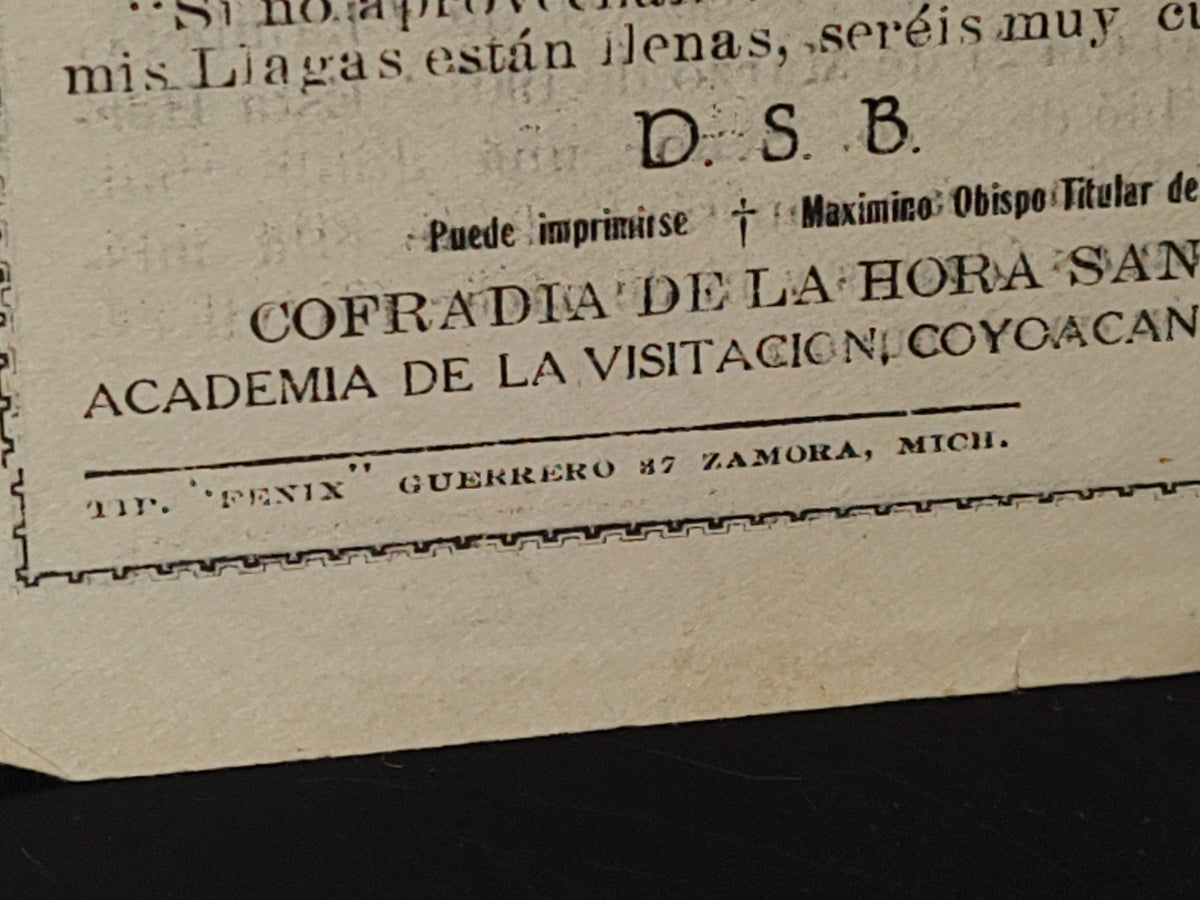 A10C1-2- Rosario De Las Santas Llagas De Nuestro Señor Jesucristo - Zamora, Mich. 1925