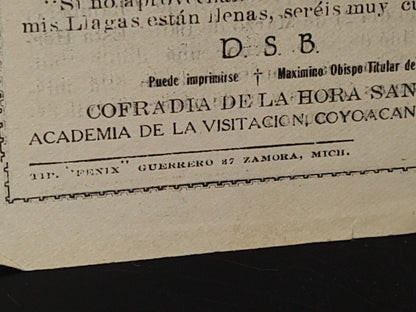 A10C1-2- Rosario De Las Santas Llagas De Nuestro Señor Jesucristo - Zamora, Mich. 1925
