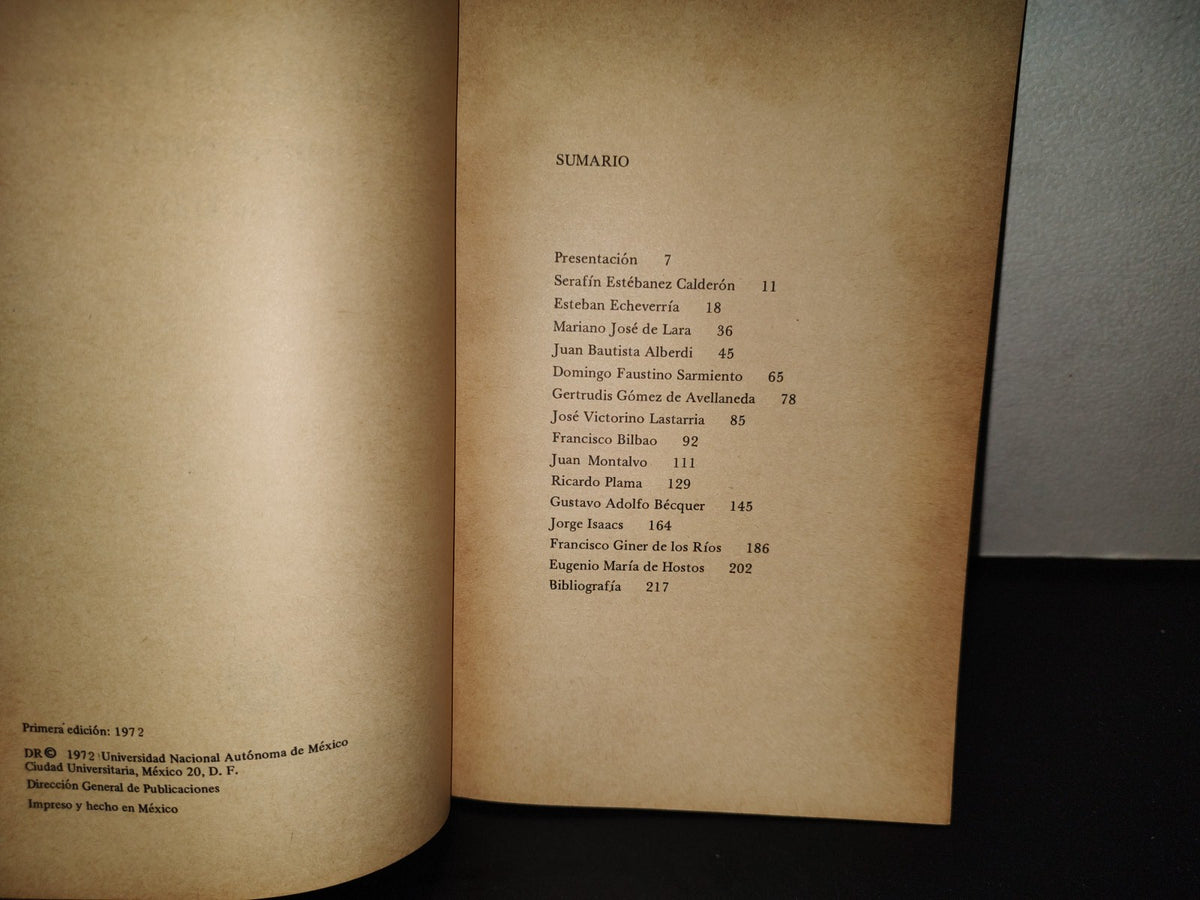 202- Lecturas Universitarias 13. Antología. Prosa En Lengua Española En El Siglo XIX, Ernesto Mejía. Universidad Nacional Autónoma De México - Primera Edición: 1972