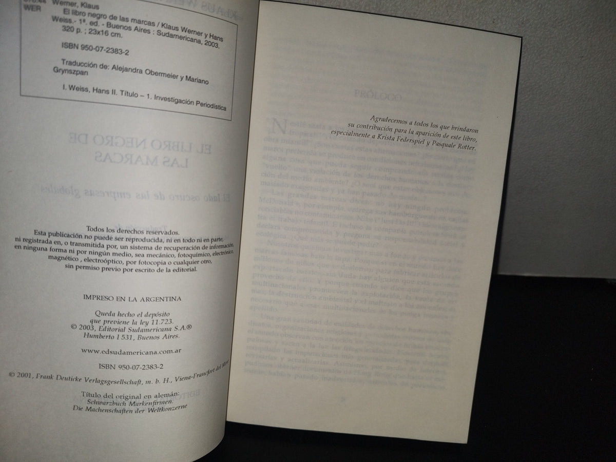 98- El Libro Negro De Las Marcas. El Lado Oscuro De Las Empresas Globales. Klaus Werner Y Hans Weiss - Editorial Sudamericana 2003