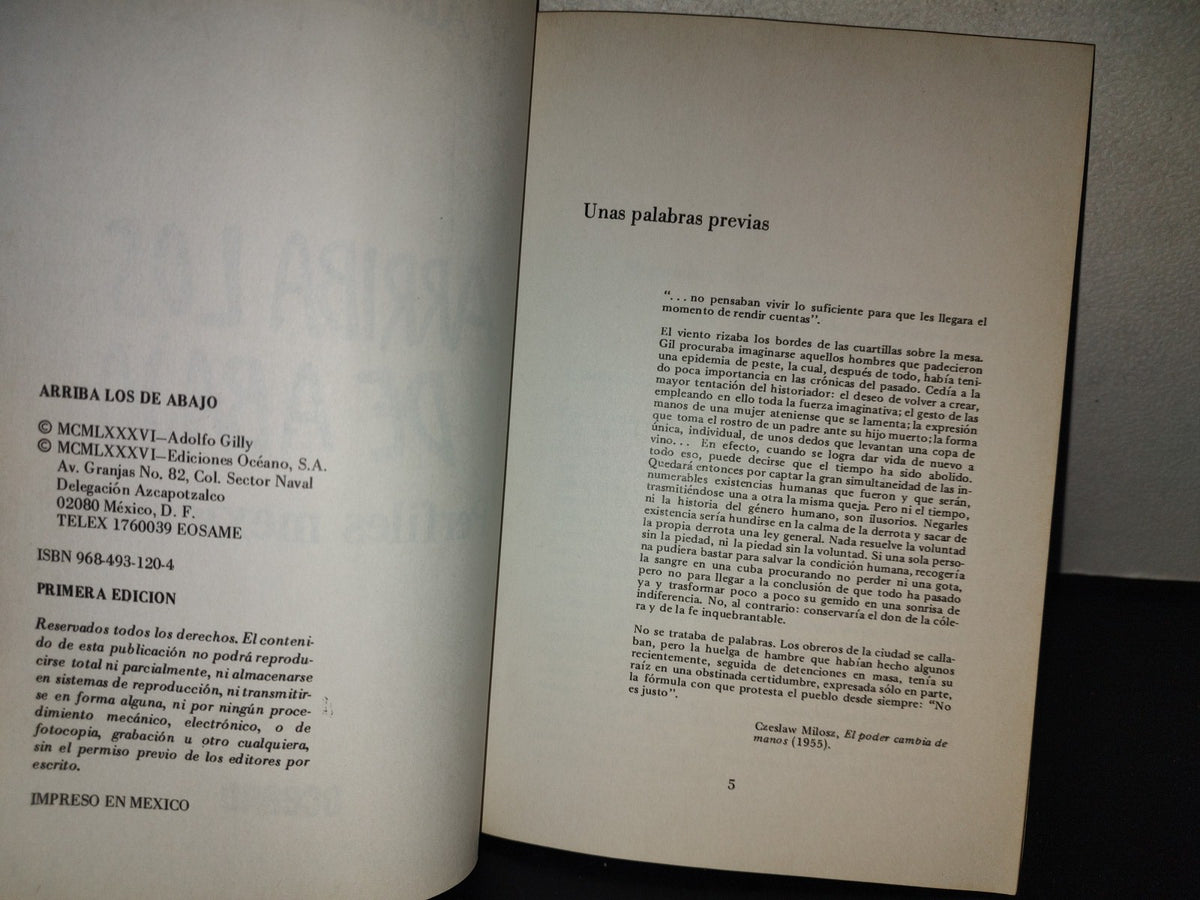 201- Arriba Los De Abajo. Perfiles Mexicanos - Adolfo Gilly. Océano. Primera Edición 1986