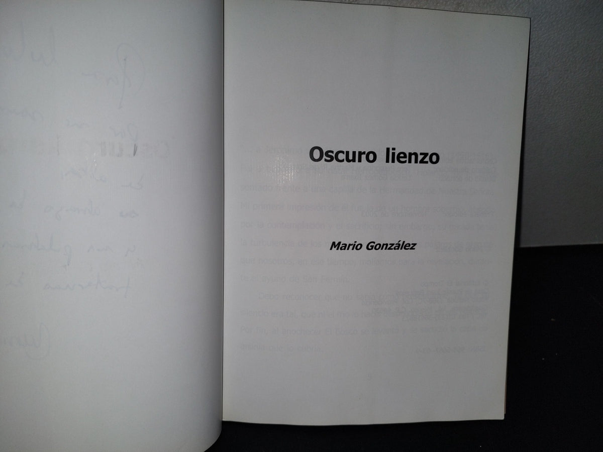 78- Oscuro Lienzo - Mario González - Primera Edición: Noviembre De 2003. Firmado