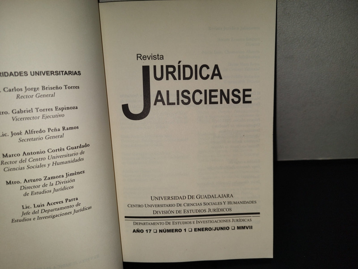 220- Revista Jurídica Jalisciense. Año 17, Número 1, Enero-Junio, Primera Edición 2007