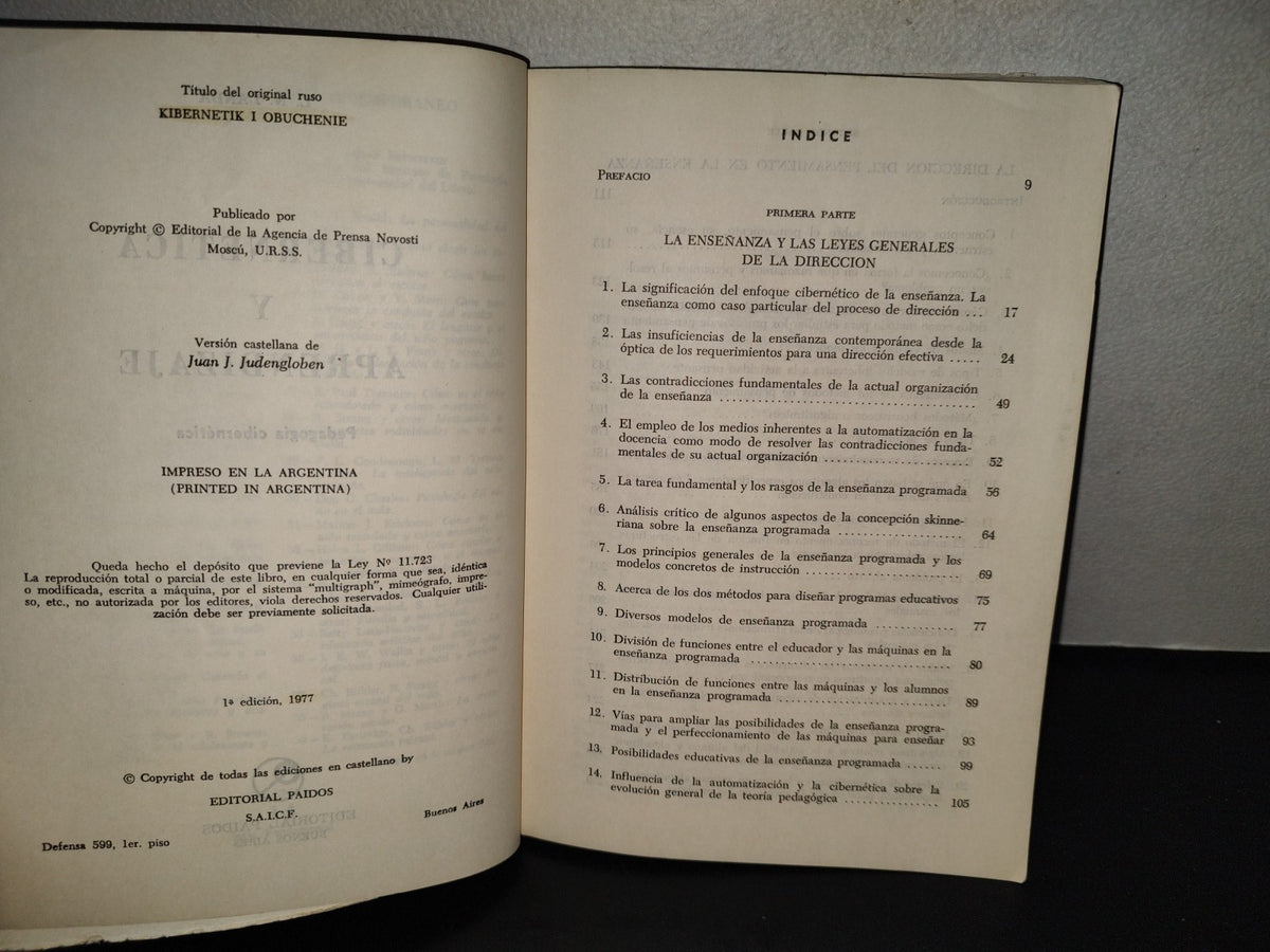 202- Cibernética Y Aprendizaje. Pedagogía Cibernética - L. N. Landa - Paidos. 1a. Ed. 1977