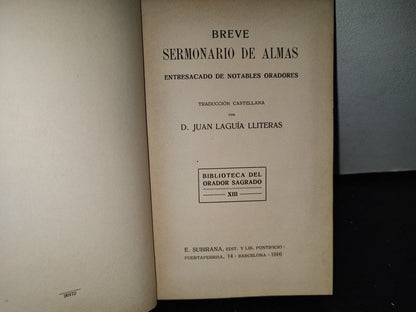 64- Breve Sermonario De Almas - Juan Laguía Lliteras - 1916