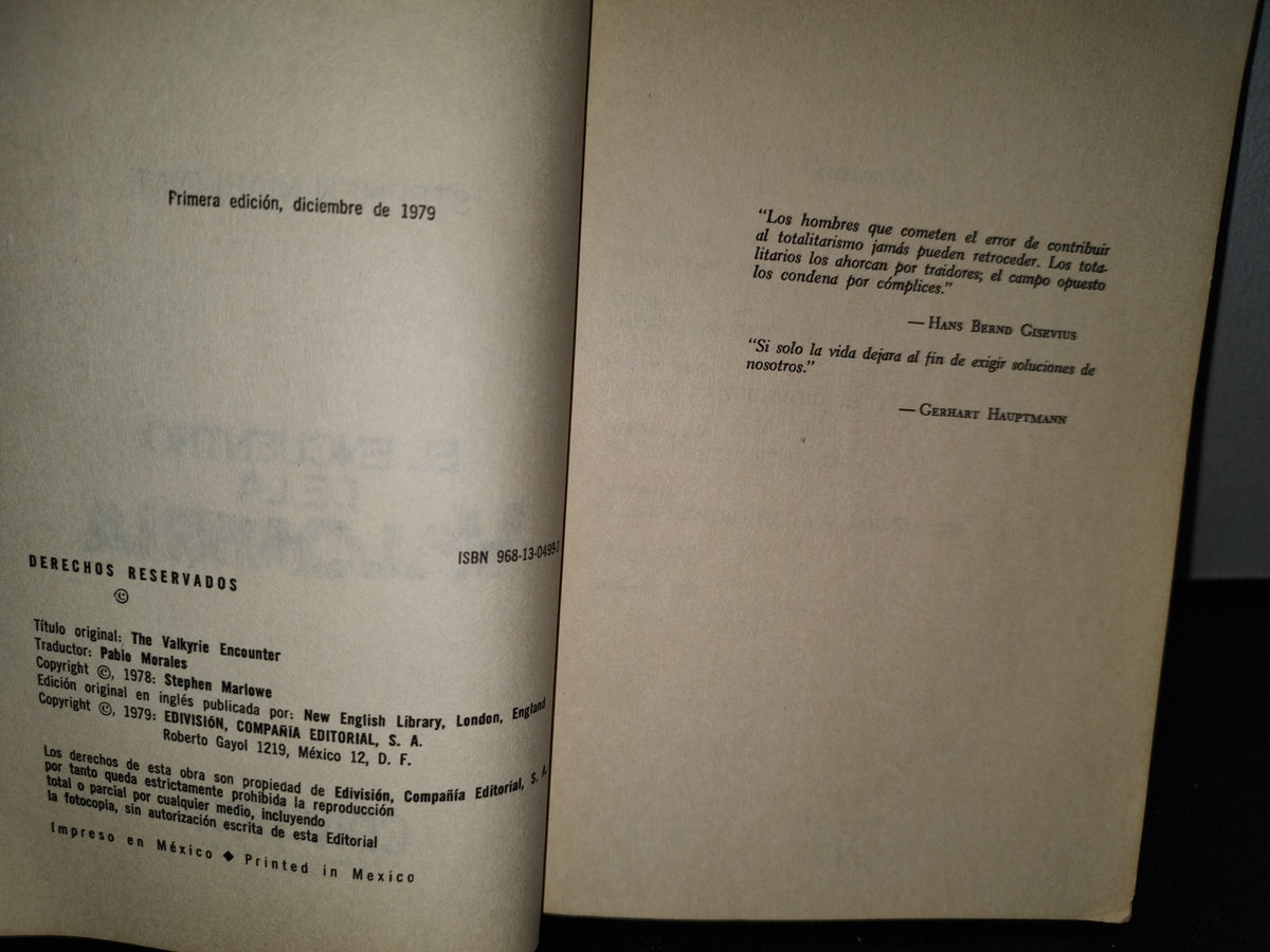 54- El Encuentro De La Valquiria - Stephen Marlowe - Primera Edición 1979