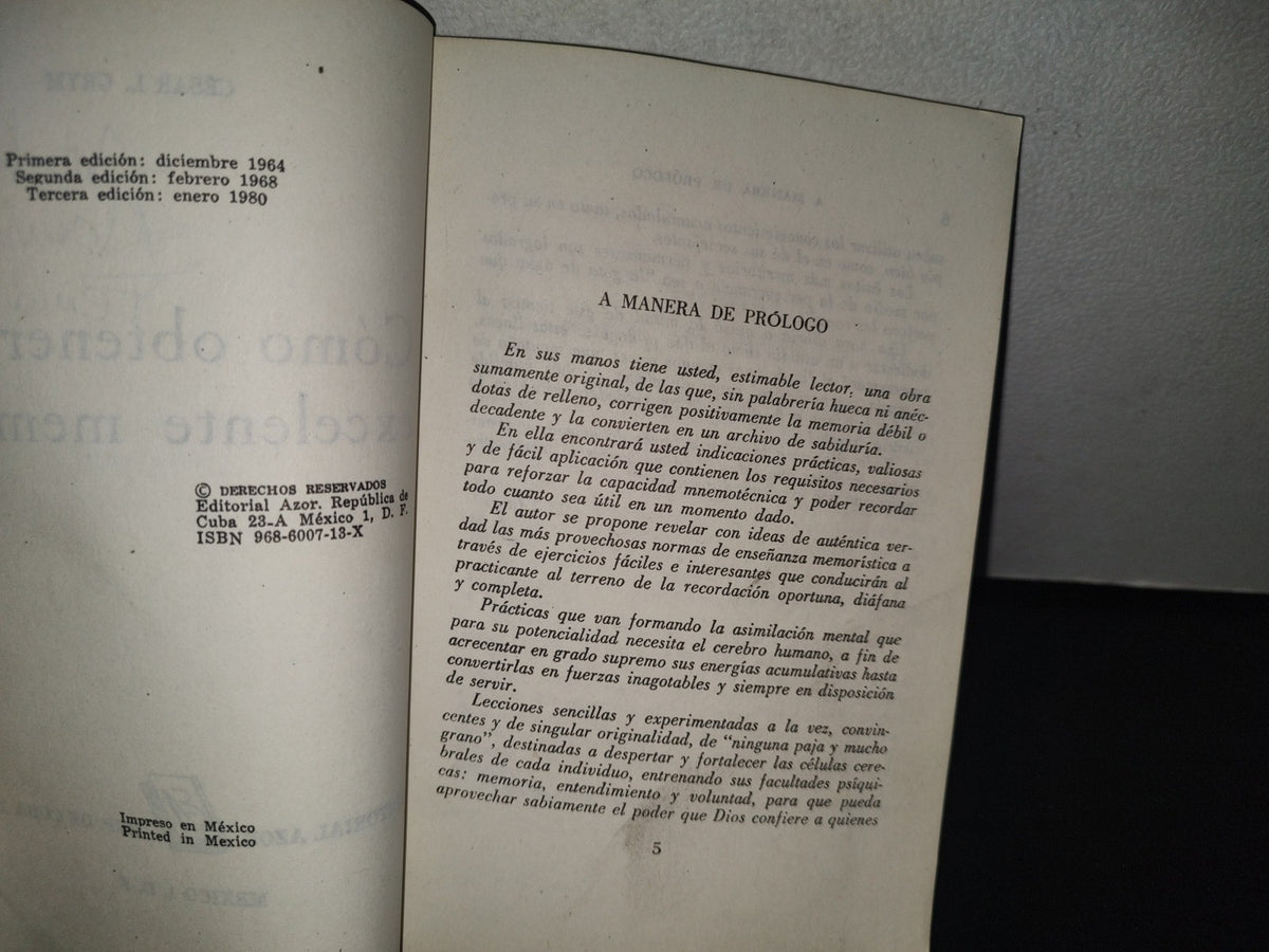101- Cómo Obtener Una Excelente Memoria - Césat L. Grym - 1980