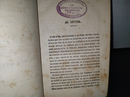 60- Recuerdos De Un Anciano - Antonio Alcalá Galiano - Primera Edición 1878