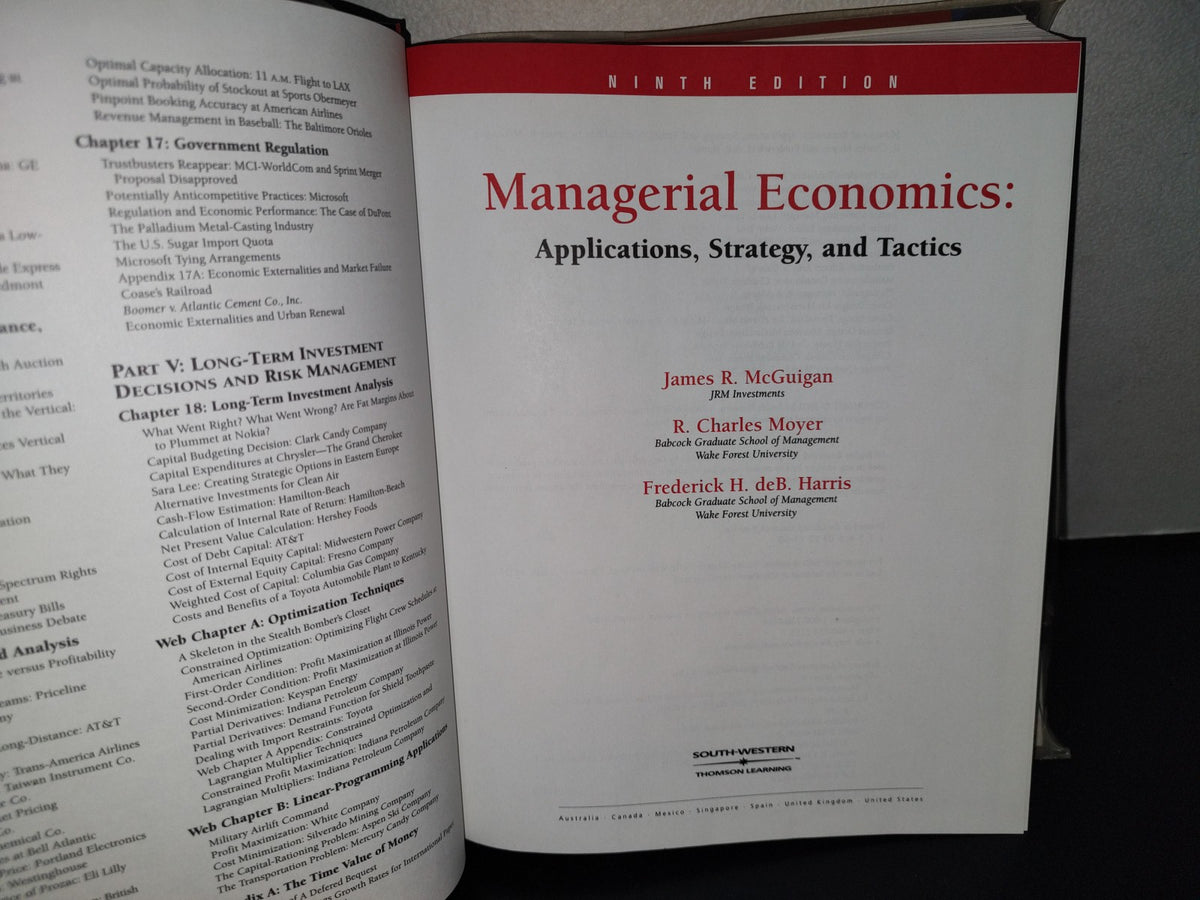143- Managerial Economics. Applications, Strategy, And Tactics - Moyer, Mcguigan, Harris - 2002
