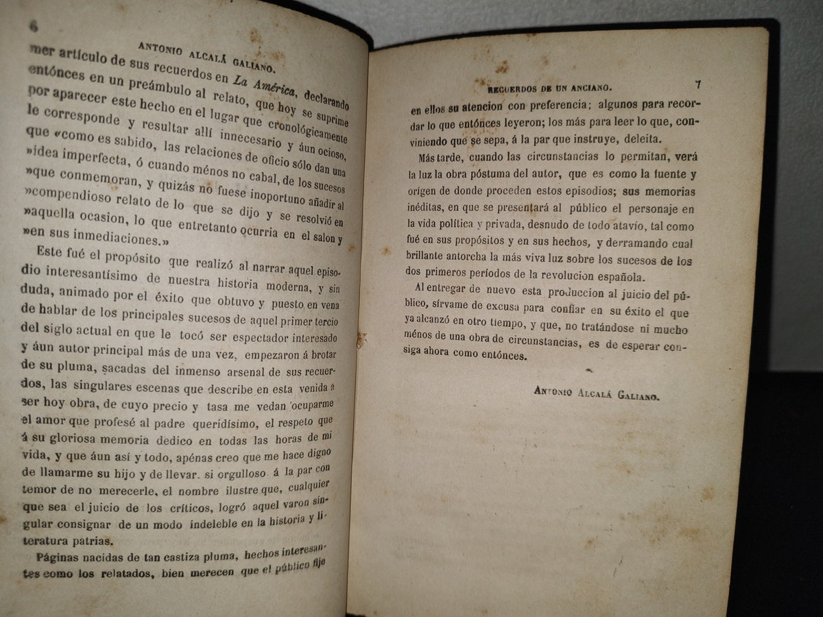 60- Recuerdos De Un Anciano - Antonio Alcalá Galiano - Primera Edición 1878