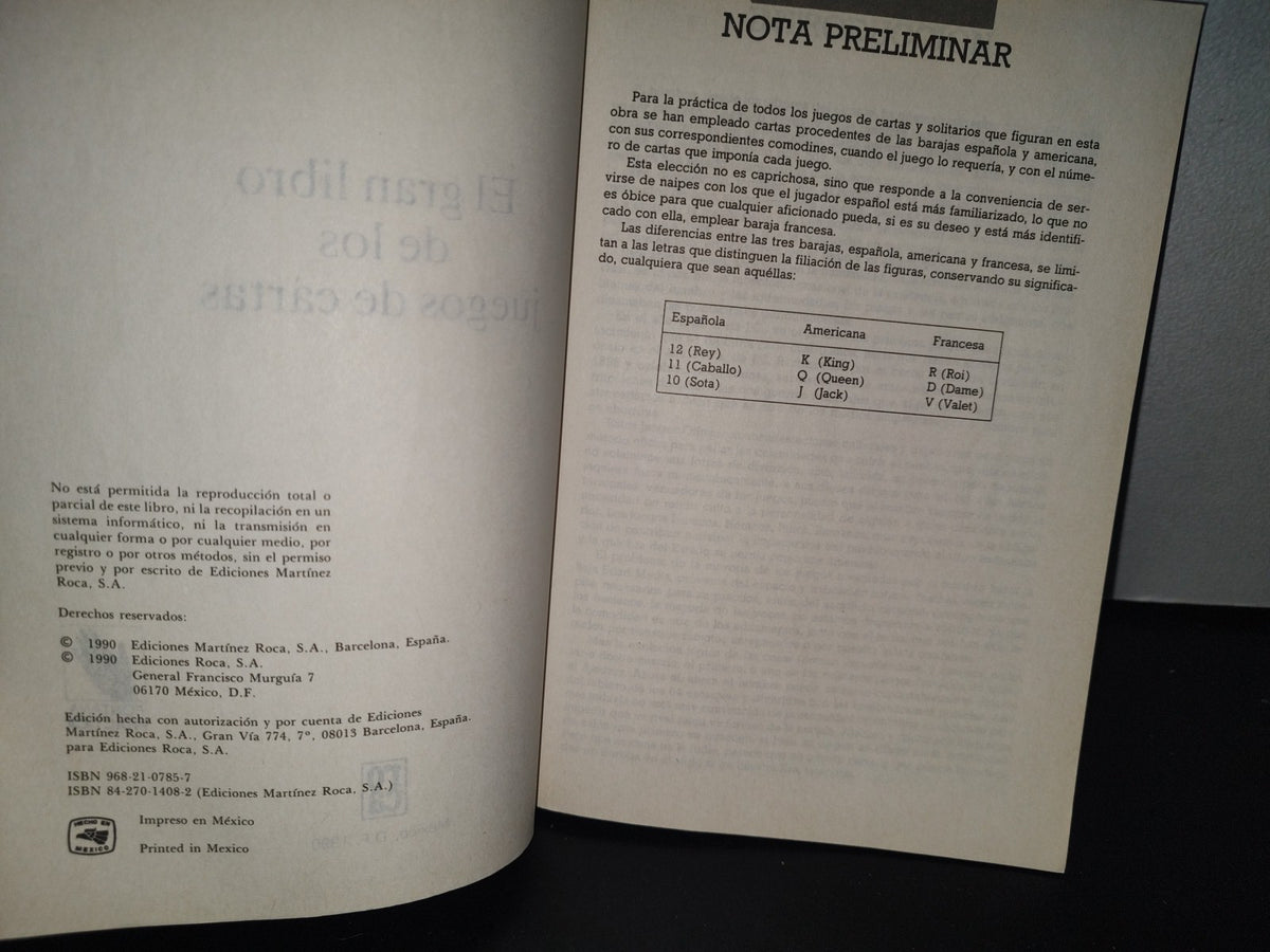 84- El Gran Libro De Los Juegos De Cartas - José Luis Núñez Elvira - Ediciones Martínez Roca, 1990