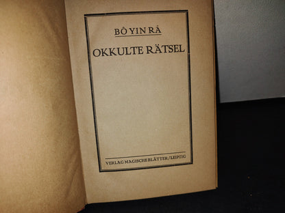 172- Alemán. Acertijos Ocultos / Okkulte Rätsel - Bô Yin Râ - 1922