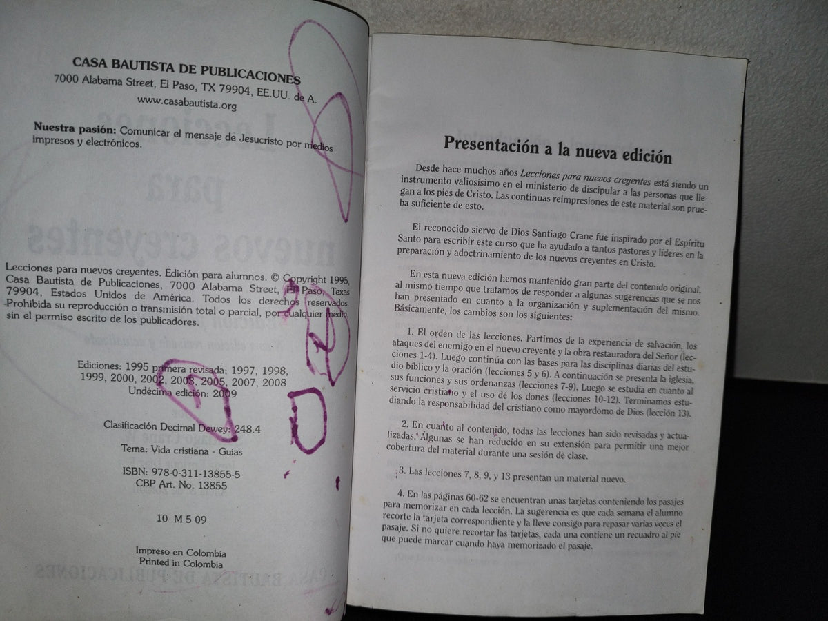 99- Lecciones Para Nuevos Creyentes. Alumnos - Santiago Crane W. Casa Bautista De Publicaciones