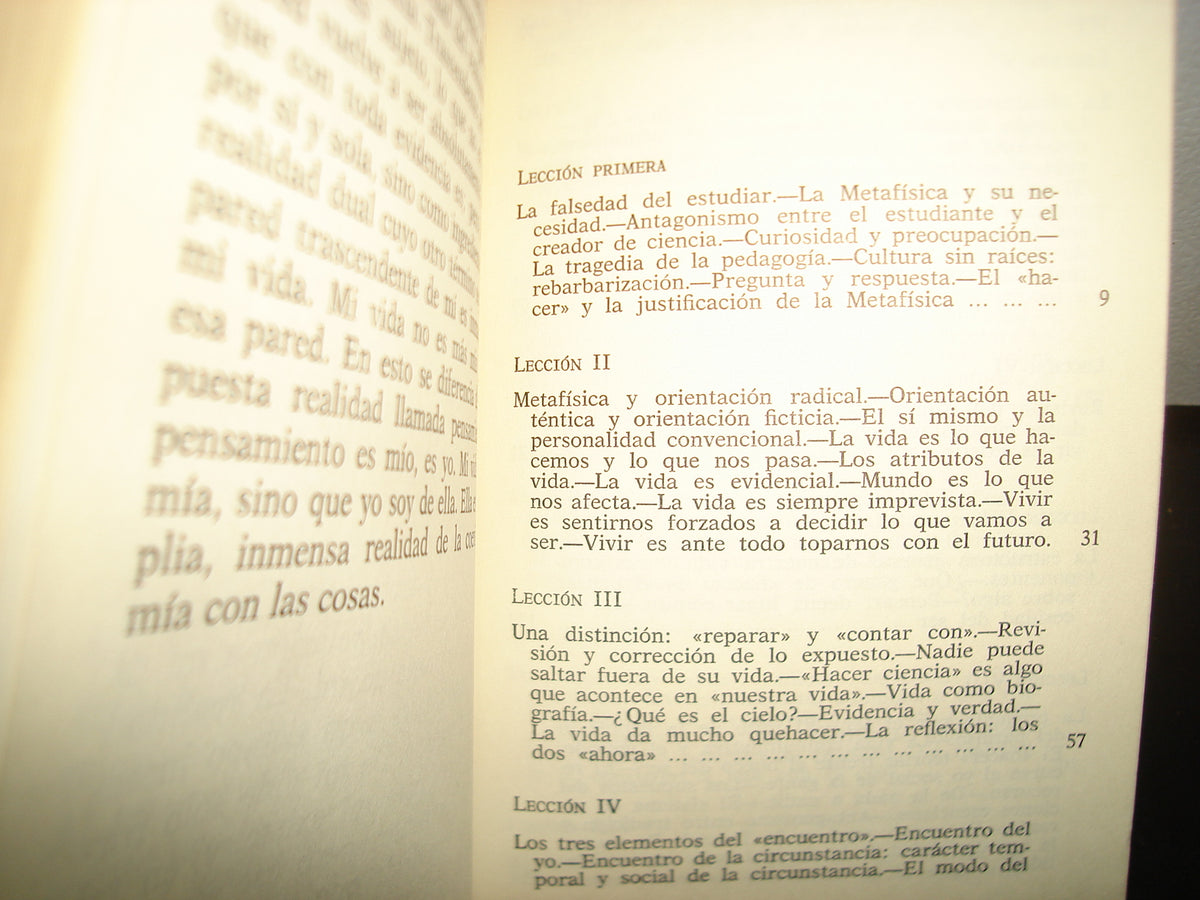 169- Unas Lecciones De Metafísica - Ortega Y Gasset