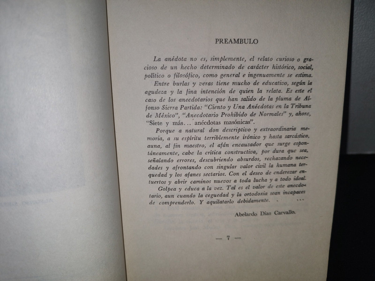 98- Siete Y Más... Anécdotas Masónicas - Alfonso Sierra Partida - Editorial Masónica Menphis - 1972