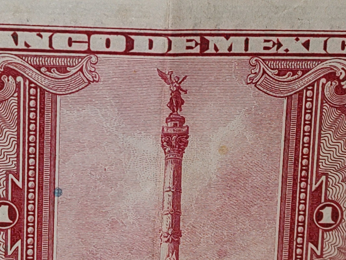 A10C1-2- Antiguo Billete Del Banco De México: Un Pesos. Calendario Azteca - Serie R 1277040 - 1943