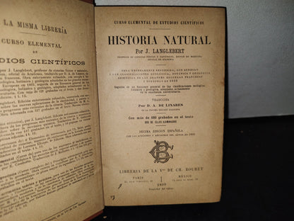 64- Historia Natural - J. Langlebert - Librería De La Vda. De Ch. Bouret, 1899