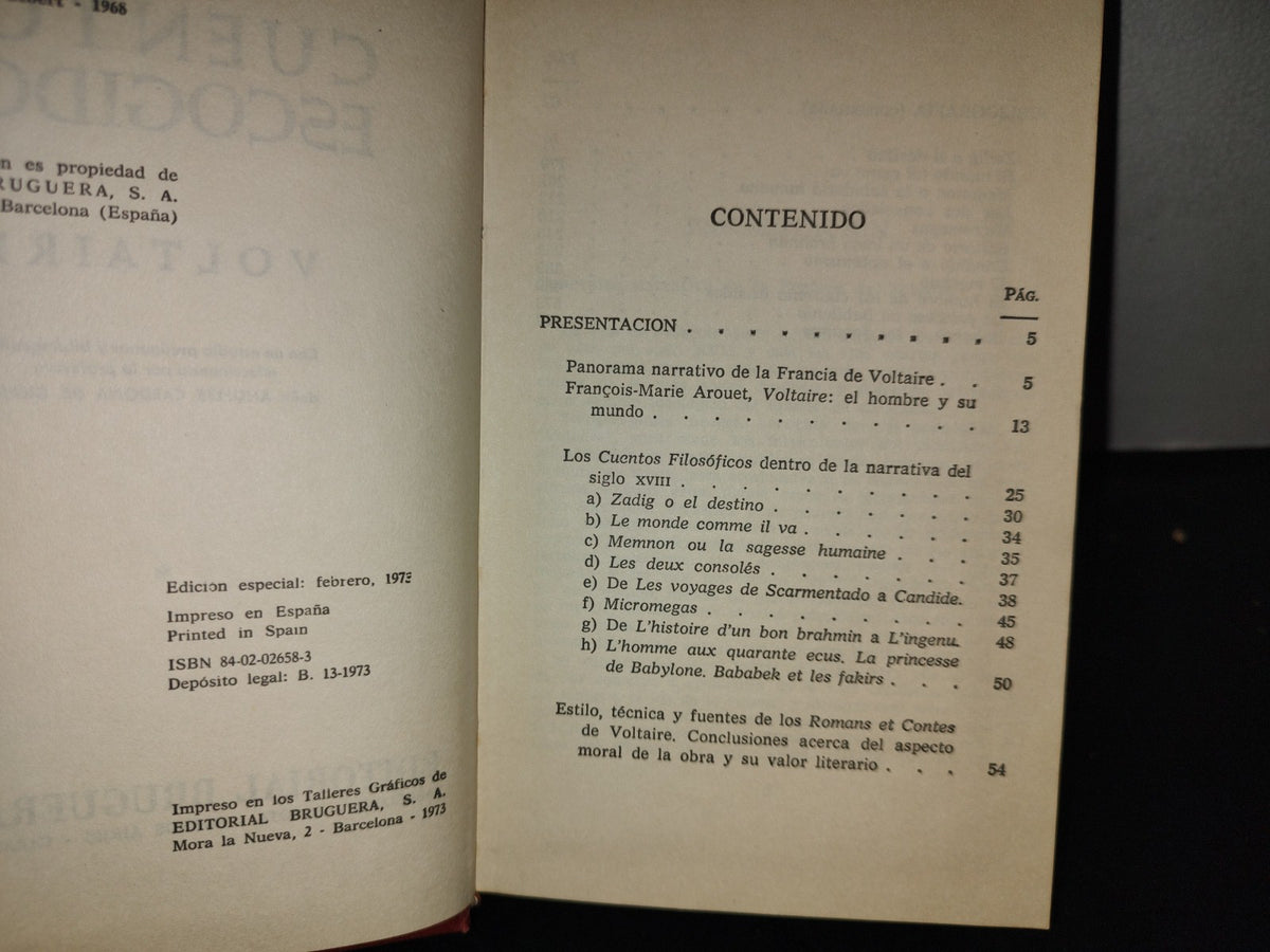 199- Cuentos Escogidos - Voltaire. Bruguera - Edición Especial, 1977