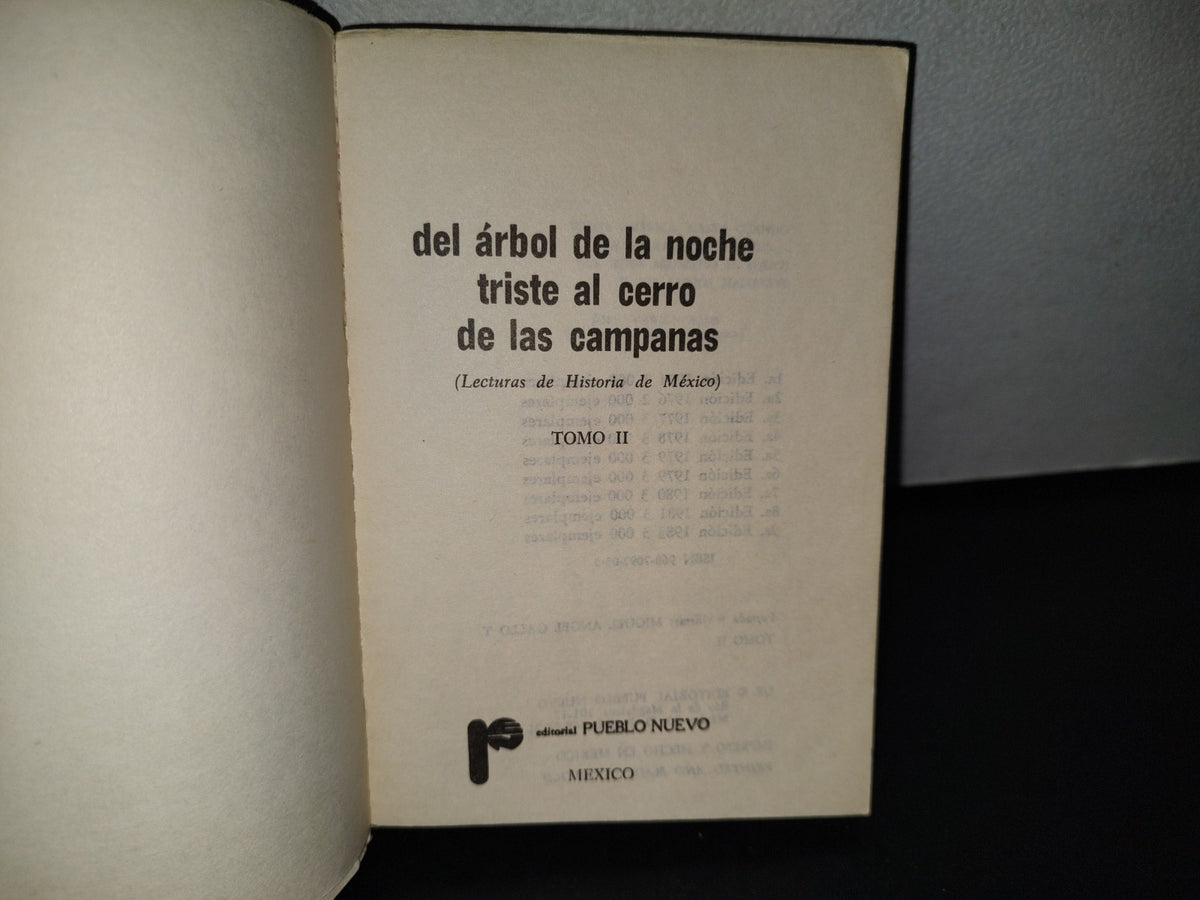 77- Del Árbol De La Noche Triste Al Cerro De Las Campanas (Lecturas De Historia De México) - I Y II - Editorial Pueblo Nuevo, México - 1982