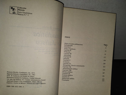 92- Estadística De Jalisco. Formada Con Vista De Los Mejores Datos Oficiales Y Noticias Ministradas Por Sujetos Idóneos En Los Años 1854 A 1863. Longinos Banda - Colección Historia, Serie Estadísticas Básicas No. 5. Gobierno Del Estado De Jalisco - 1982