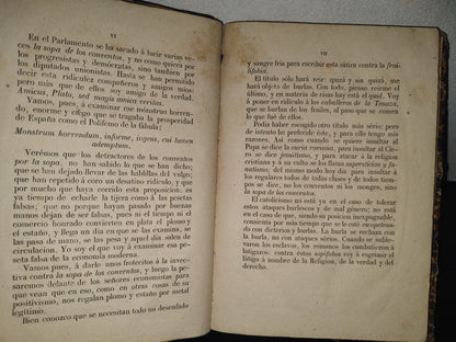 85- La Sopa De Los Conventos, O Sea Tratado De Economía Política En Estilo Joco-Serio Acerca De Los Obstáculos Tradicionales En Nuestro País - D. Vicente De La Fuente - Madrid, Imprenta De El Pensamiento Español 1868