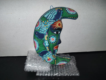 A2- Luna Artesanal De Barro Decorada Para Pared - 80'S - 90'S