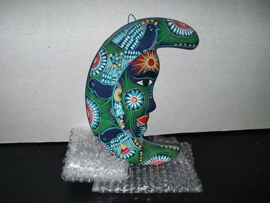 A2- Luna Artesanal De Barro Decorada Para Pared - 80'S - 90'S