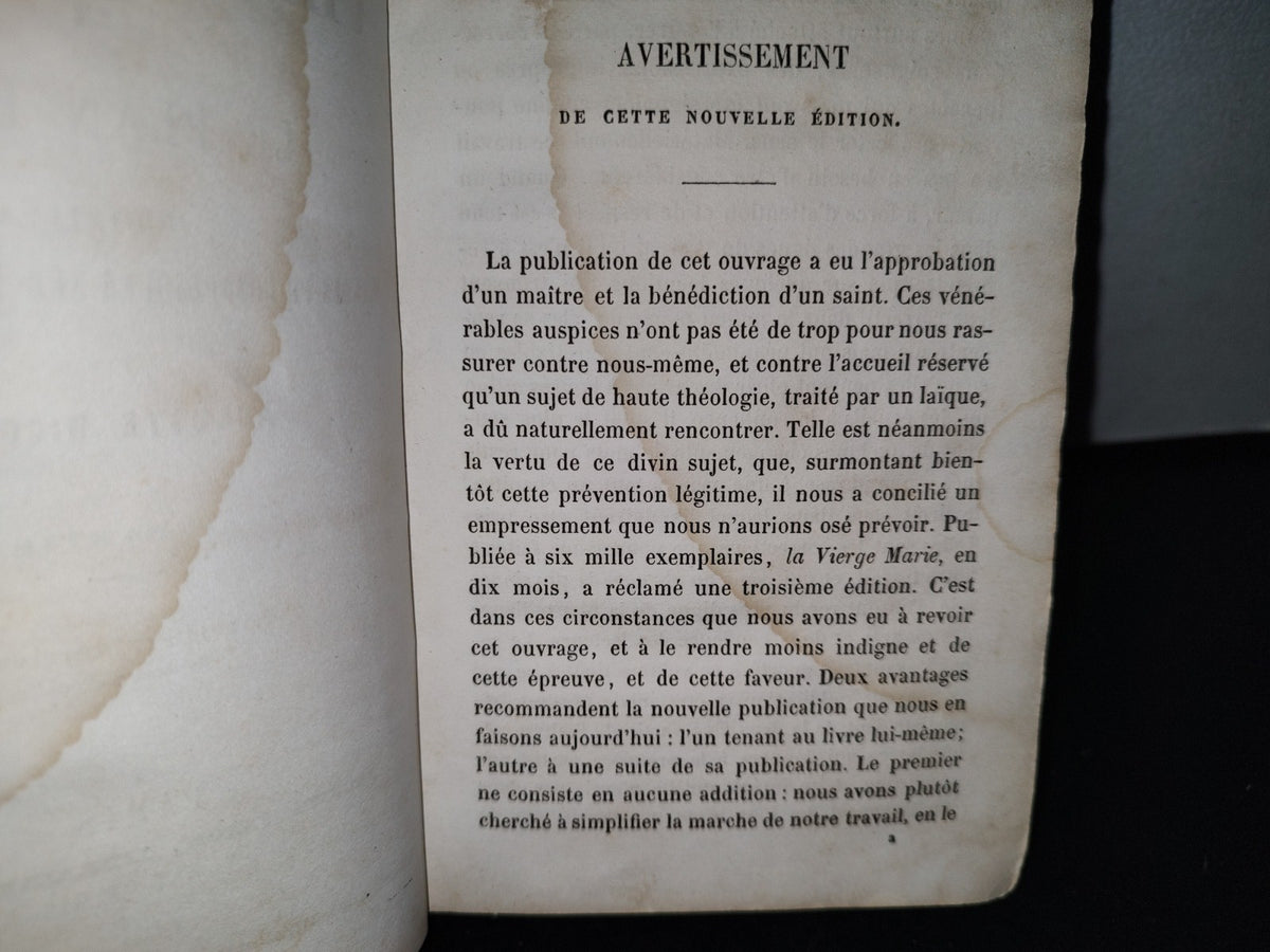 63- Francés. La Vierge Marie Et Le Plain Divin - Auguste Nicolas. 1Re. Partie - 1857