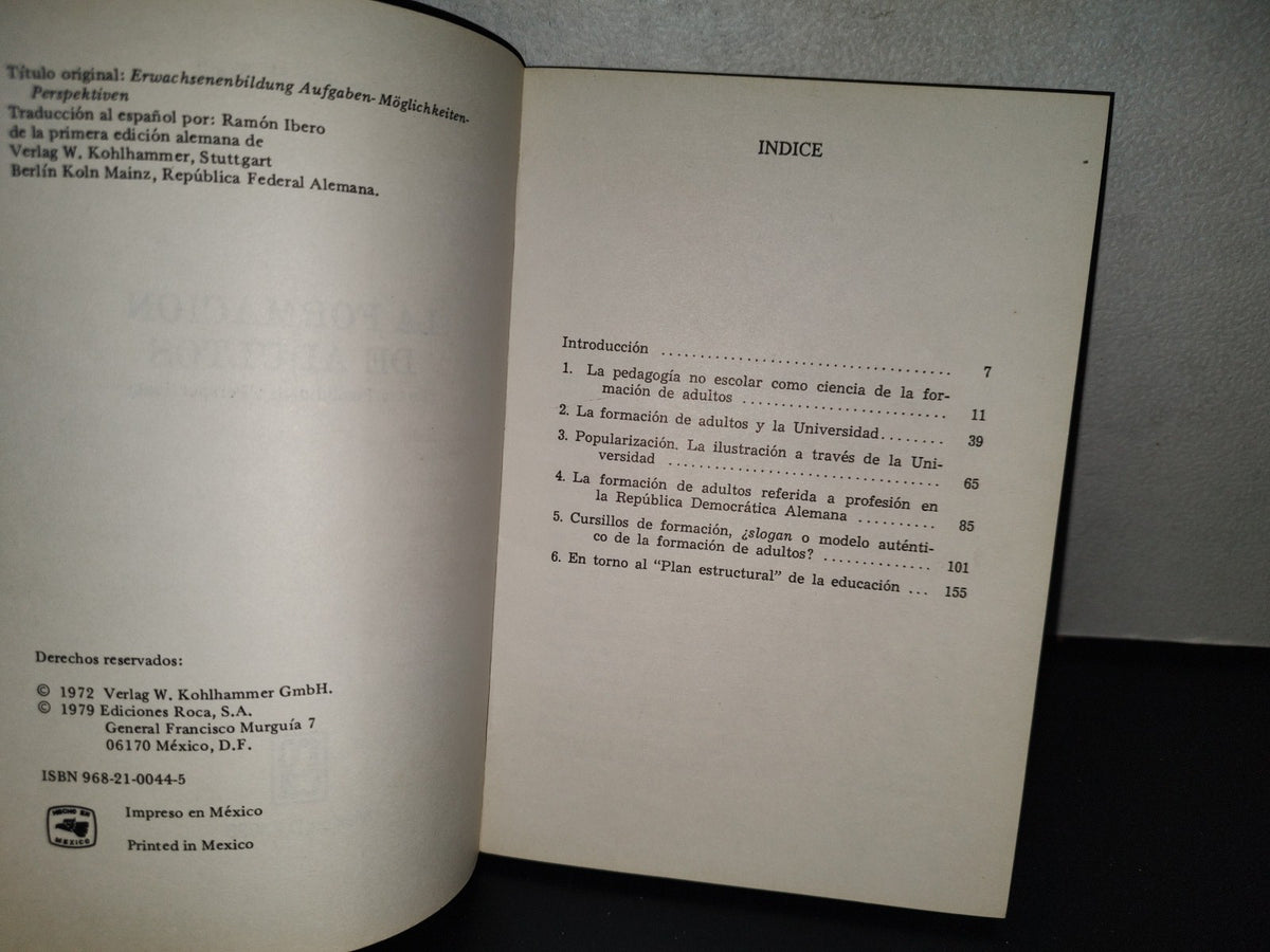 158- La Formación De Adultos - Joachim H. Knoll - Editorial Roca 1983