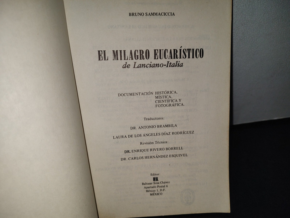 20- El Milagro Eucarístico De Lanciano-Italia - Bruno Sammaciccia - 1976
